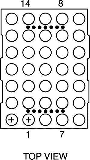 Technical Drawing for 2in/50mm, Grey Face Dot Matrix LED Displays